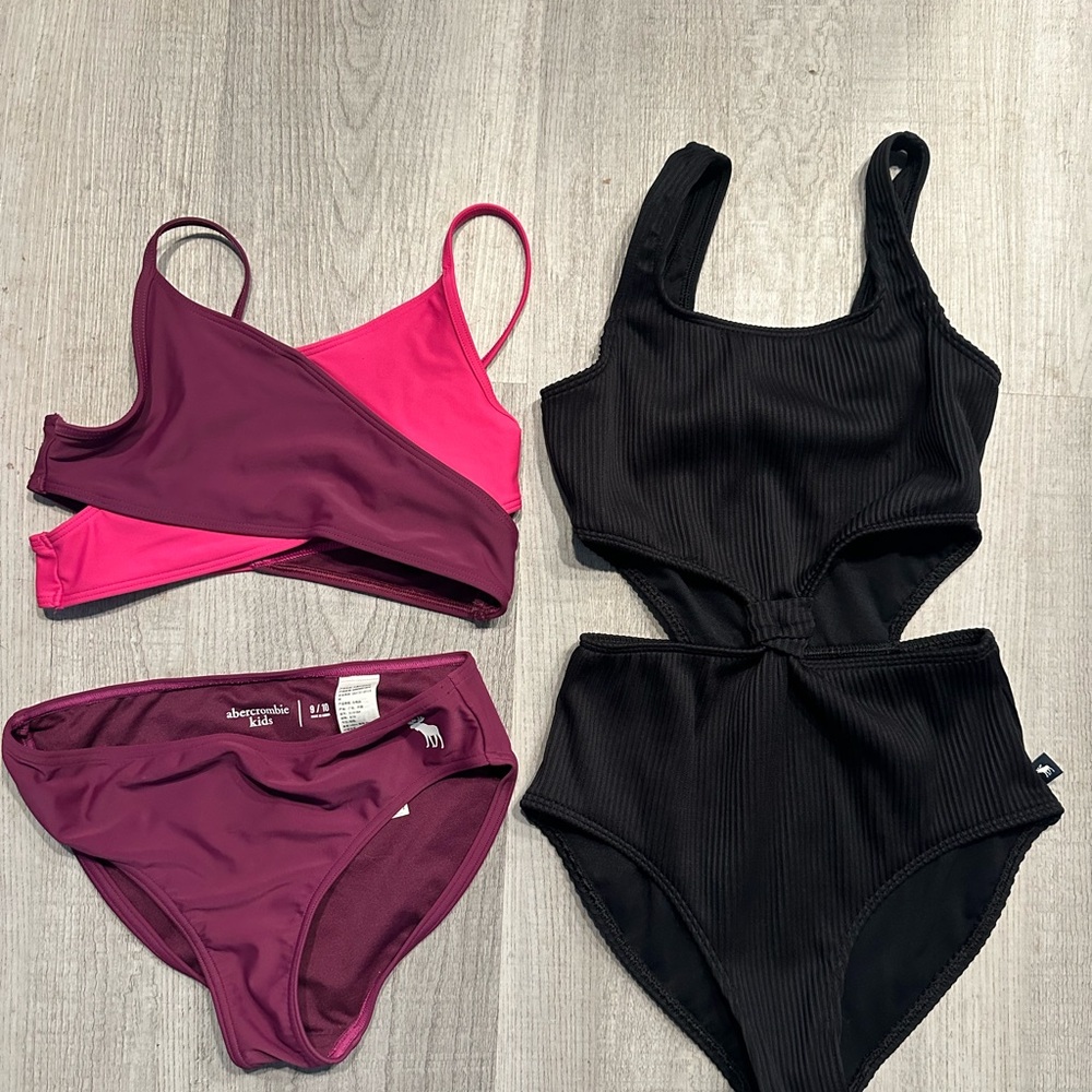 Abercrombie Kids Pink and Purple Swimsuit Set